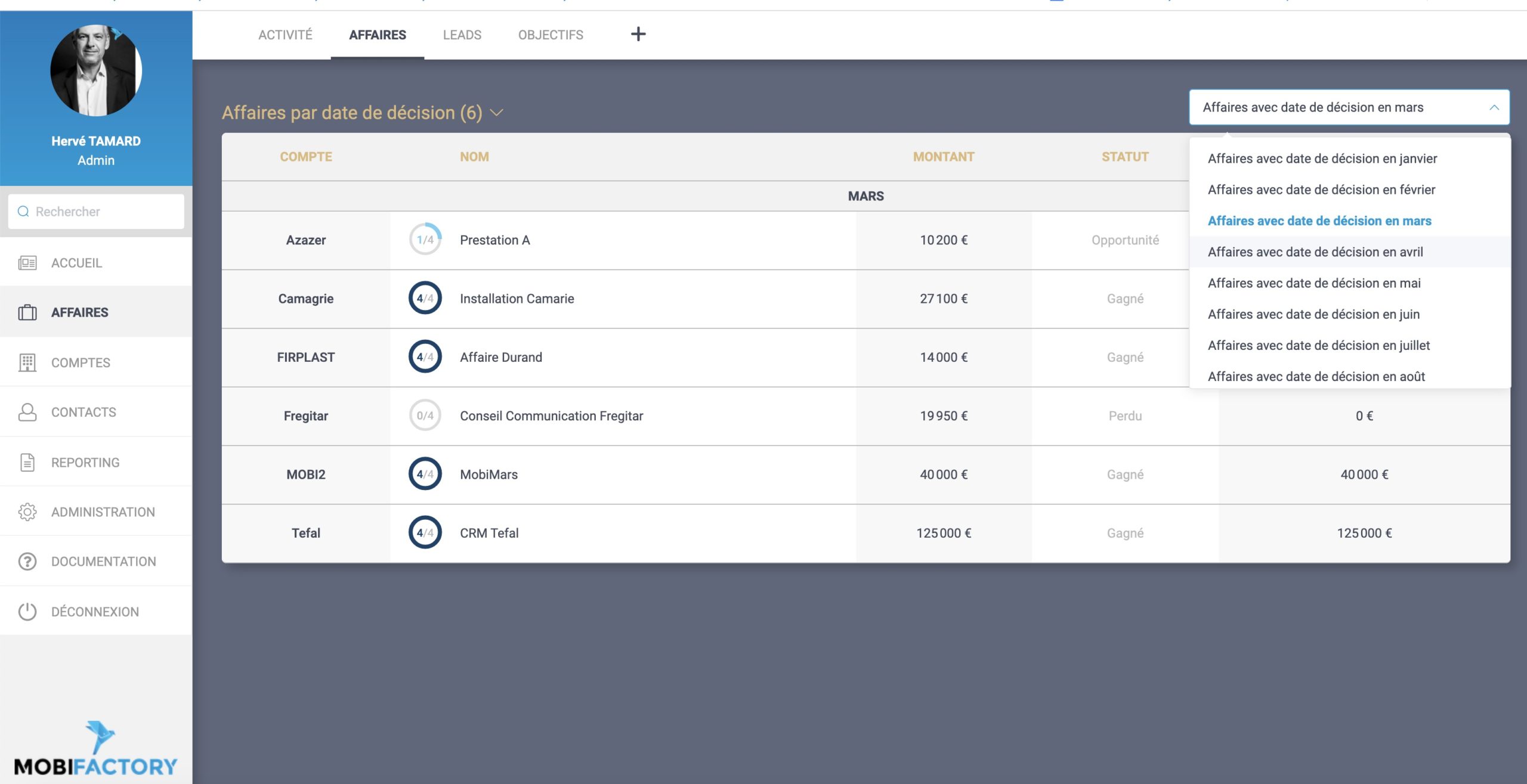 Liste des affaires par date de décision